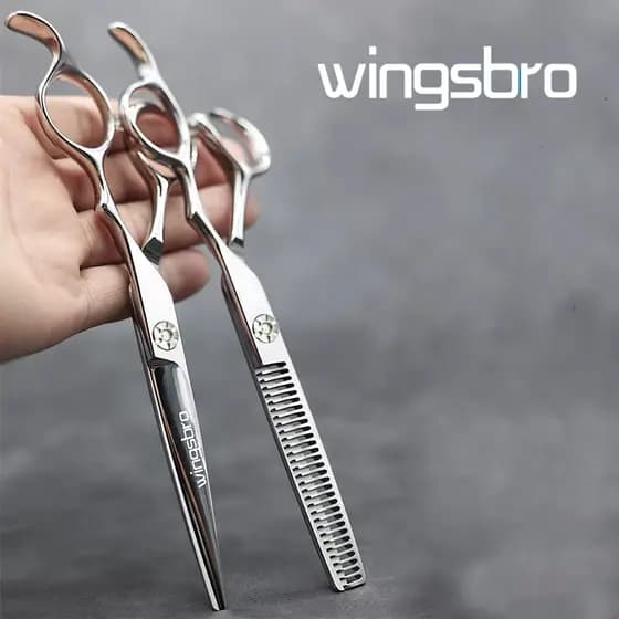 Conjunto de tesouras de corte de cabelo Wingsbro de 6.5 polegadas (prata), tesouras de cabeleireiro afiadas profissionai