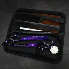 Wingsbro Tesoura De Corte De Cabelo De 6.7 Polegadas E Tesouras De Desbaste Barbeiro Cabeleireiro Roxa
