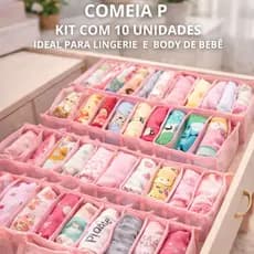 Kit 10 Colmeias Organizadoras Transparentes Rosa P para Gavetas, Closet