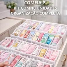 Kit 10 Colmeias Organizadoras Transparentes Branco P para Gavetas, Closet