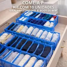 Kit 10 Colmeias Organizadoras Transparentes Azul P para Gavetas, Closet