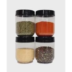 Kit Com 4 Potes Porta Tempero Empilhável C/ Tampa Rosca Gire Trave 380ml Bpa Free Potes P/Condimentos