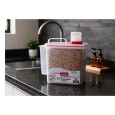 Pote Hermetico 3lts Dispenser Multiúso Ração Grãos Com Bico Direcionador E Travas Transparente Plasútil