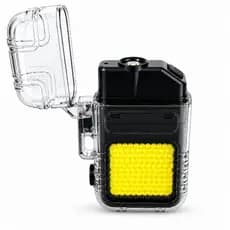 Isqueiro Elétrico USB Multifuncional com Lanterna COB Luz Frontal Ideal para Camping e Pesca