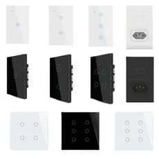 Interruptor Inteligente Wi-Fi Touch Aitek Tuya Alexa – Branco/Preto 1/2/3/4/6 Botões | Com Tomada