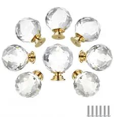 Kit 10 Puxadores Cristal Vidro Para Cômoda E Armário