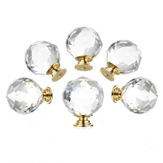 Kit 5 Puxadores Cristal Para Cômoda E Armário Transparente