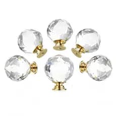 Kit 5 Puxadores Cristal Para Cômoda E Armário Transparente