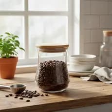 Porta Mantimento Vidro 500ml Tampa Bambu - Wolff
