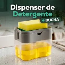 Dispenser Detergente e Sabão Líquido 2em1 com Esponja Minimalista para Cozinha Moderna