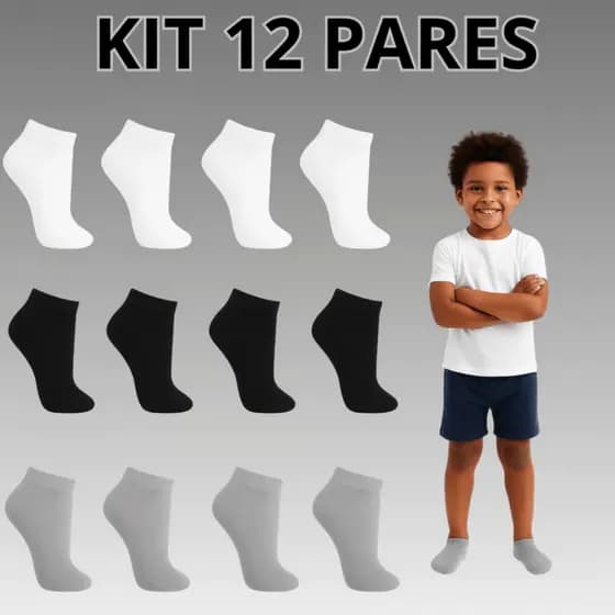 Kit 12  Pares Meia Infantil Masculino criança menino bebê