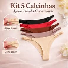 Kit 5 Calcinhas Fio com Regulagem Ajuste Ajuste Lateral