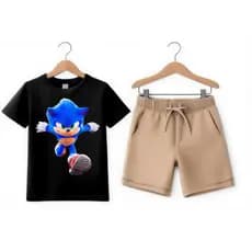 Conjunto Infantil Masculino Camiseta Reforçada Menino Estampa  Bermuda  Infantil Criança Conforto