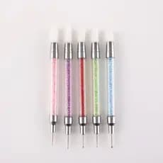 Kit 5 canetas para nail art, caneta de silicone com duas pontas para gravação de flores e cola ajustável