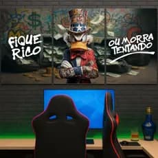 Quadro Decorativo Tio Patinhas Dinheiro Ostentação Fique Rico ou Morra Tentando Bitcoin Investimento