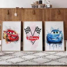 Quadro Decorativo Carros Relâmpago McQueen Personalizado com Nome