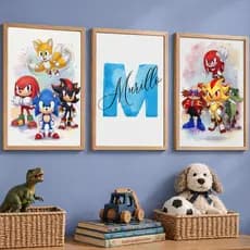 Quadro Decorativo Sonic Shadow Doutor Eggman Tails Personalizado com Nome