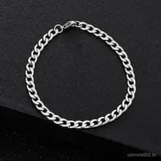 Pulseira Masculina Fina 1x1 Aço Inox Prata Original