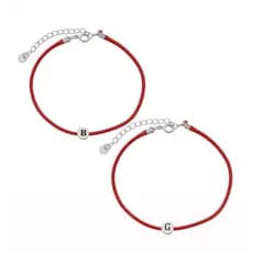 Kit 2 pulseiras fio vermelho com inicial personalizadabanhada à prata 925