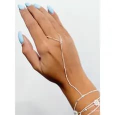 Hand chain - pulseira de mão Jade mini corações à prata 925