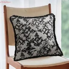Capa De Almofada DALTON , Fronha Jacquard Delicada De 45x45cm , Quadrada Macia Elegante Preta E Branca Sofá/Cama