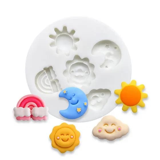 Arco-Íris Lua Nuvem De Sol Silicone Ferramentas De Moldes De Resina Bolos Fondant