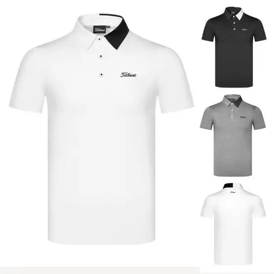 [Título] Camisa POLO masculina de manga curta de golfe Camiseta esportiva masculina masculina respirável de secagem rápi