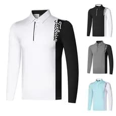 [Título] camisa masculina de golfe de manga comprida, camisa masculina de golfe, roupas de primavera e outono, camisa PO