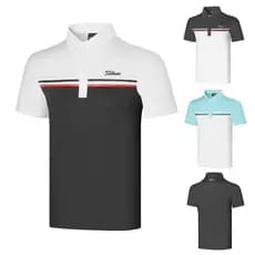 [Título] Roupas de golfe masculinas de manga curta respirável de secagem rápida Stretch Top masculino roupas masculinas