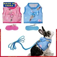 Colete Coelho Sino Para Pequenos Animais E Conjunto Trela Anti-Fuga Ratos