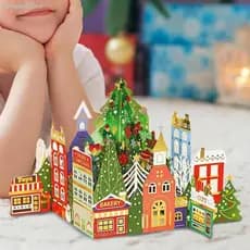 Cartão de Natal Shenda 3D Cartão Pop-up de Ano Novo Impressão a Laser Carta de Agradecimento com Gravação Térmica Y5T1
