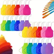 12 peças Unisex Avental Colorido Infantil Pintura Avental escolar infantil de super resistente