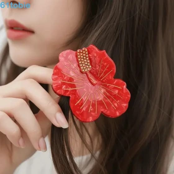 TOBIE Clipe De Tubarão Em Flor De Pêssego , Garra De Cabelo De Ácido Acético Estilo Japonês , Contas De Liga , Grampos F