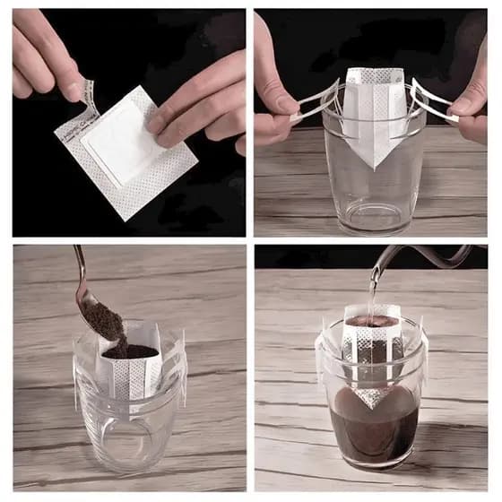 50 Filtros de Café Individuais Portáteis com Alça para Copo (Drip Coffee)