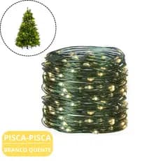 Pisca‑pisca de Natal 100 leds Cordão Branco Quente 10M  - 110V