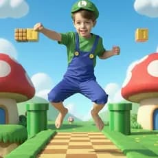 Fantasia Luigi Infantil com Chapéu Super Mario World – Envio Imediato