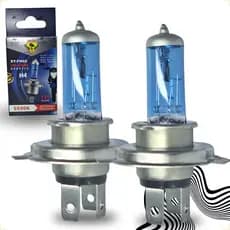 Par de Lâmpada Halógena Kit Conector H4 Super Branca Forte Quartzo Carro Farol Alto Baixo Moto 35W