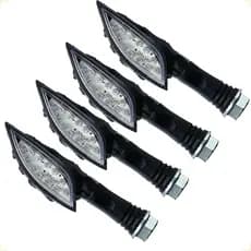 Kit Setas de Led 12v Modelo Skull Caveira Preta Par de Pisca para Moto Esportiva Encaixe Universal