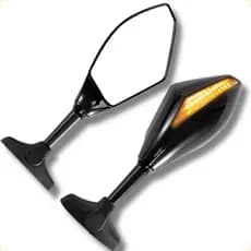 Retrovisor Com Pisca Seta de Led Rebatível Universal Para Motos Carenadas Preto Design Esportivo