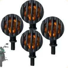 Kit Seta Pisca de Led Moto Custom Bullet Bobber Café Racer Metal Grelha Resistente Universal