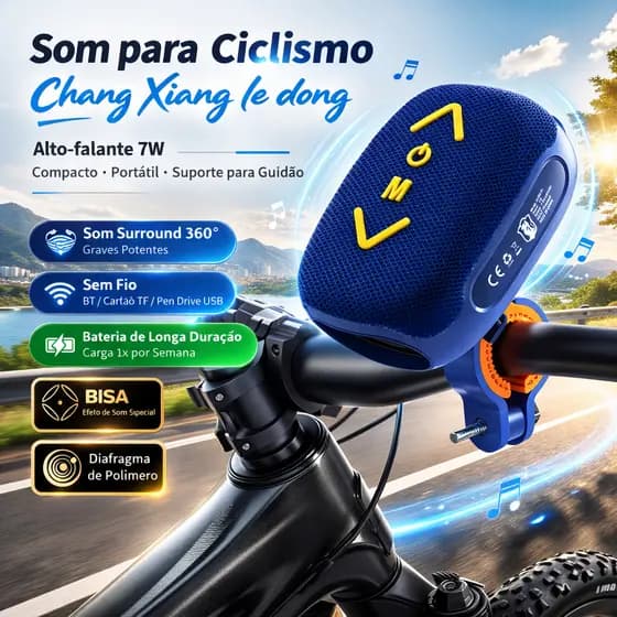 Caixa De Som Bluetooth Para Bike e Moto Portátil TWS À Prova De água Qualidade Superior USB/Cartões SD