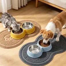 Tapete Alimentador para Cães e Gatos 46x26cm Antideslizante Impermeável Fácil de Limpar