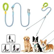 Coleira Guia De Corda Dupla 2em1 Para Passeio Reforçada Colorida Para Cachorro Pequeno e Médio Porte