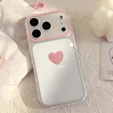 Capa Transparente para iPhone 13 12 11 14 15 16 17 pro max com Coração rosa Anti-choque Frete Grátis,Envio 24h
