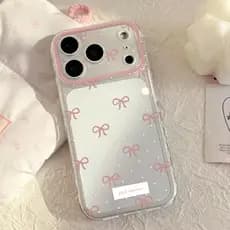 Capa Transparente para iPhone 13 12 11 14 15 16 17 pro max com Laço rosa Anti-choque Frete Grátis,Envio 24h