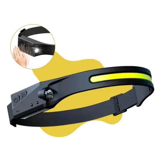 Lanterna De Cabeça Led Forte Potente Recarregável Usb Fita Ajustável Resistente Água Com Sensor