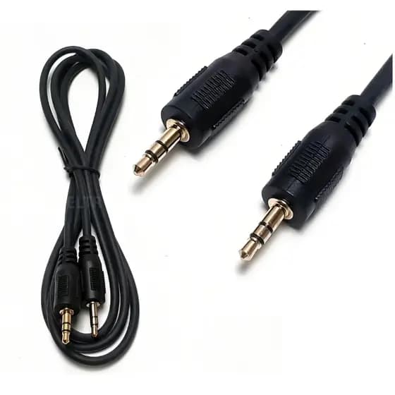 Cabo Auxiliar P2 + P2 Dourado 1,5m - Cor Preto Audio