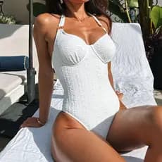 Biquíni novo estilo branco maiô de uma peça conservador mais magro olhar bonito volta branco maiô de uma peça
