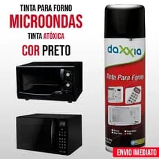 Tinta de Microondas Cor PRETO Brilhante 300ml Pintura Interna e Externa Daxxia - ENVIO IMEDIATO