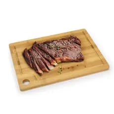 Tábua Corte Madeira Bambu Cozinha Churrasco Legumes Ecológica Retangular Pequena Sulco Borda 28x20cm